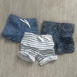 3-Pack Toddler Shorts - Blue, Navy, Striped, 2T